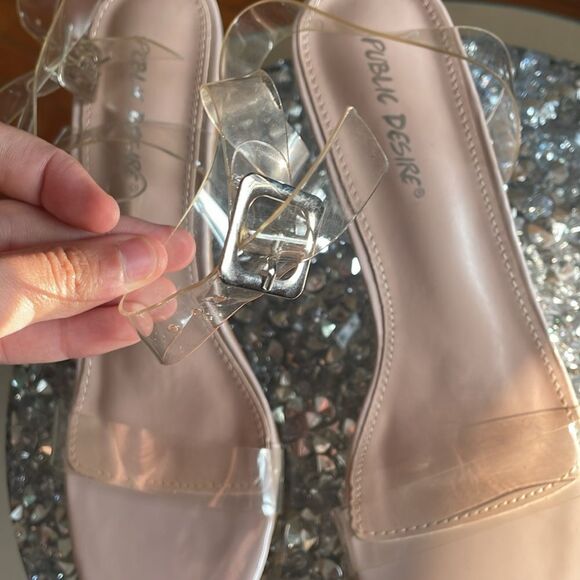 NWOT Public desire lucite clear translucent transparent pink nude kitten heels - Picture 10 of 11